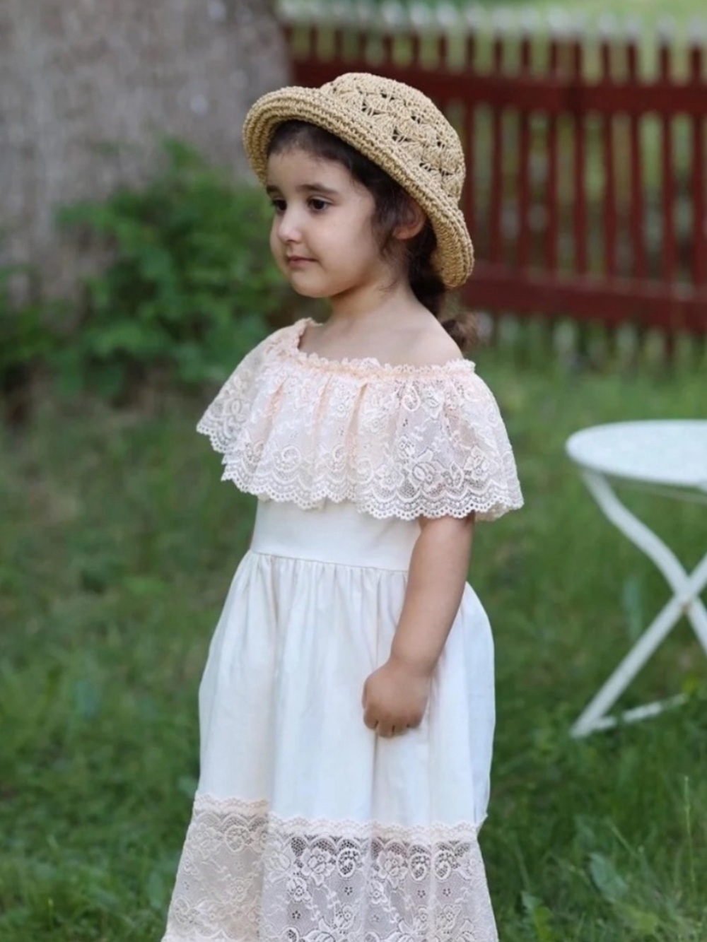 Baileys Blossoms Clara Cotton & Lace Flutter Maxi Dress In Green Size 3T - Picture 6 of 8